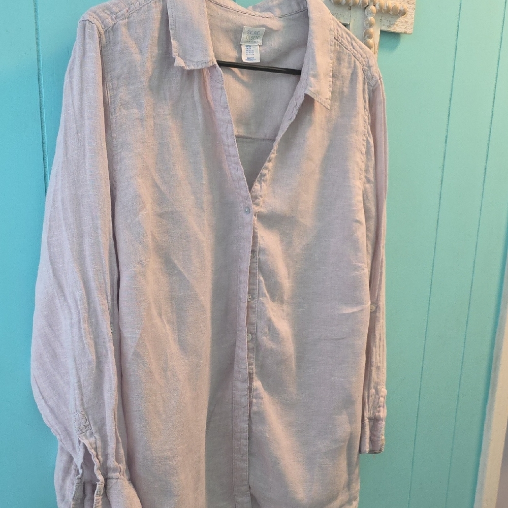 Sigrid Olsen Soft Linen Casual Button Down Shirt